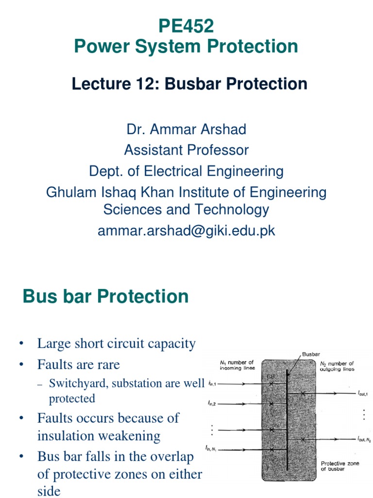 Busbar Protection Techniques by Ammar Arshad | PDF | Electrical ...
