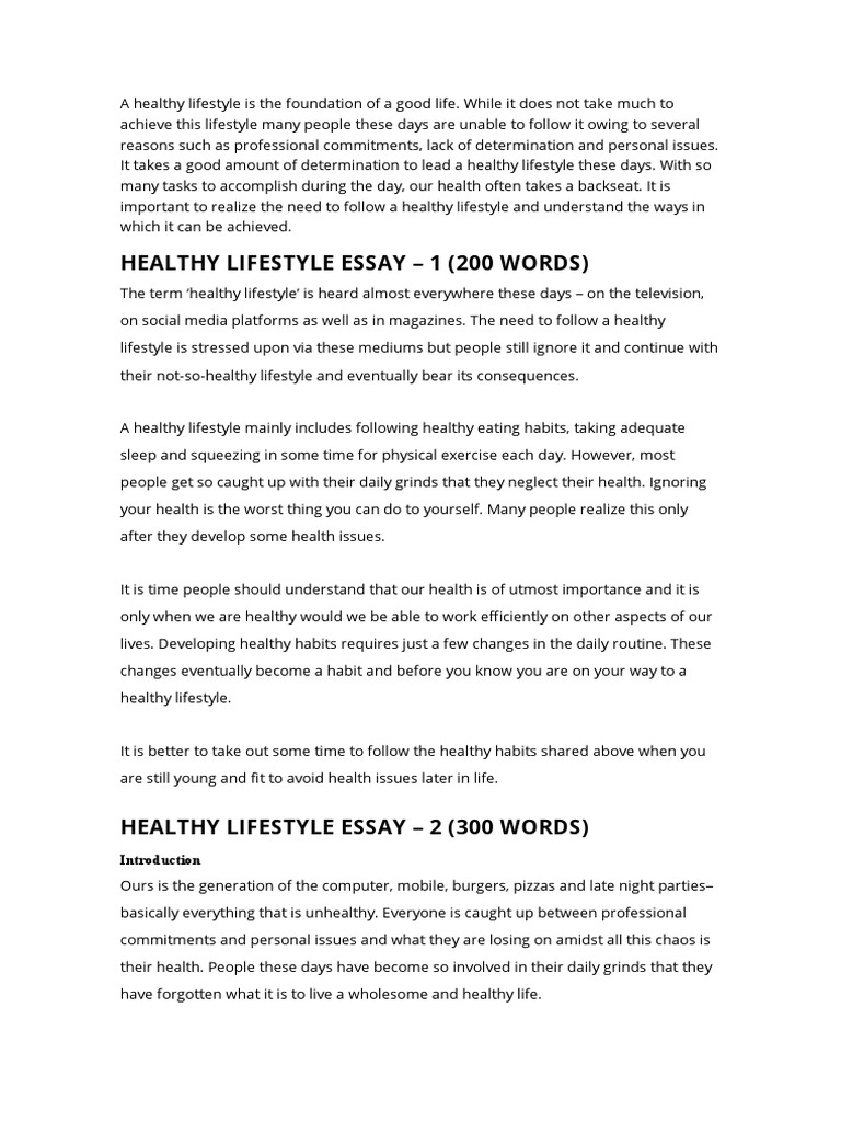 A Healthy Lifestyle Is The Foundation of A Good Life | PDF ...