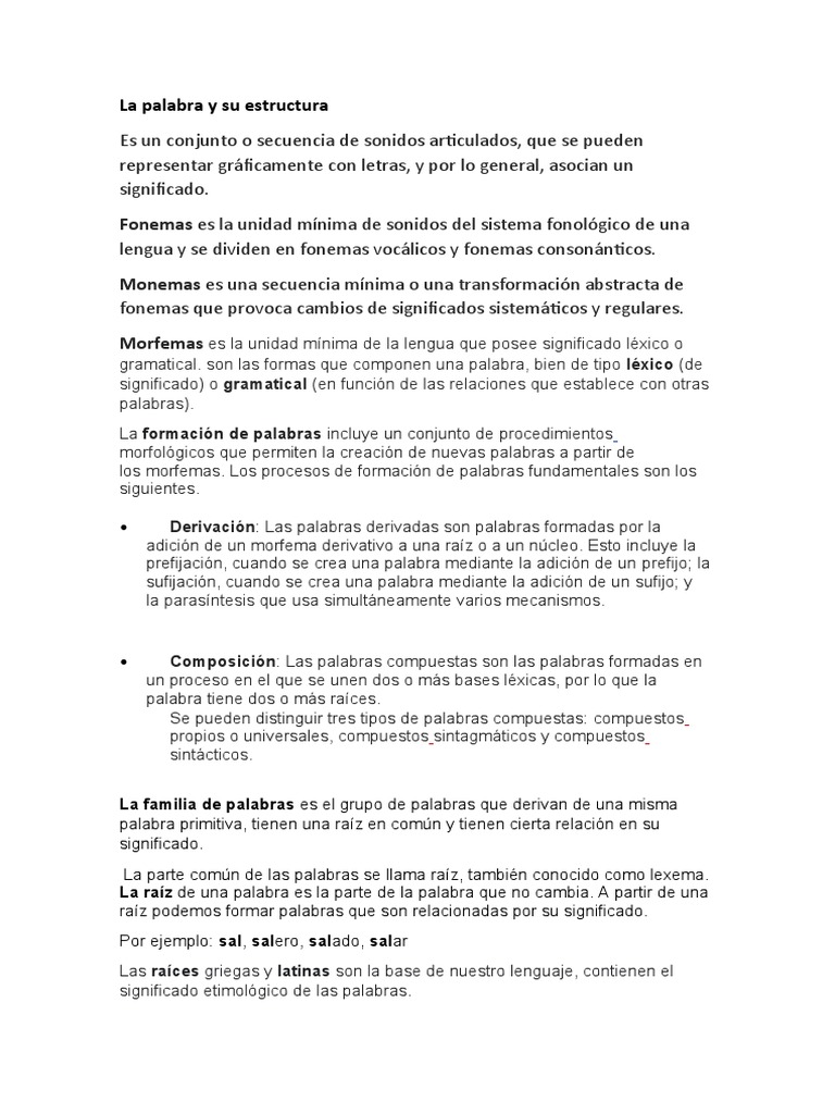 La Palabra y Su Estructura | PDF