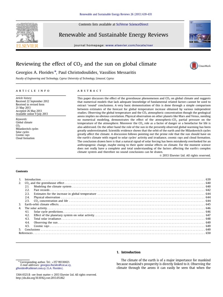 Reviewing The Effect of CO2 and Sun On Global Climate | PDF ...