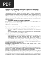 Question 7 (P7) - Illustrate The Application of HRM Practices in A Work-Related Context, Using Specific Examples From The Chosen Organization