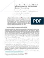 Developing Corpus-Based Translation Methods Between Informal and Formal Mathematics: Project Description