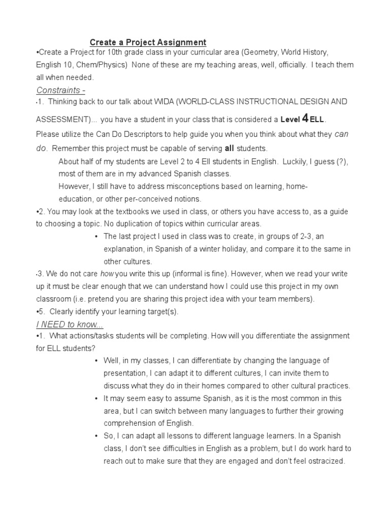 Create A Project Assignment | PDF | Behavior Modification | Communication