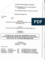 Etude Évaluation Des Pérformances Des Échangeurs de Chaleur Utilisant Les Nouveaux Mélanges de Fluides 1