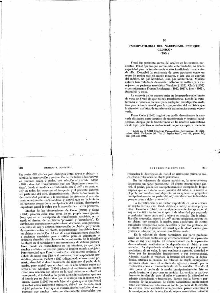 Rosenfeld Narcisismo | PDF