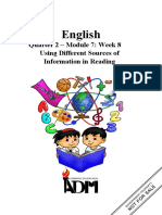 English: Quarter 2 - Module 7: Week 8 Using Different Sources of Information in Reading