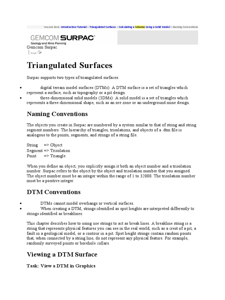Surpac Volume | PDF | Graphics | Volume