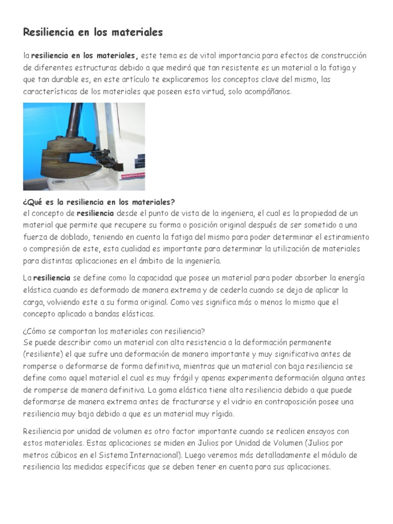 Resiliencia en Los Materiales | PDF | Ingeniería de Edificación ...