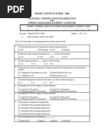 Model Question Paper - 2006 National Certification Examination Energy Managers & Energy Auditors