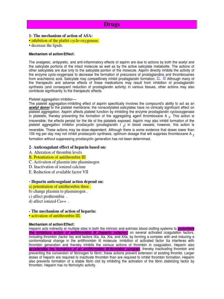Drugs 1The Mechanism of Action of ASA PDF Coagulation Aspirin