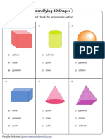 Identifying D Shapes: Identify Each 3D Shape, and Check The Appropriate Option