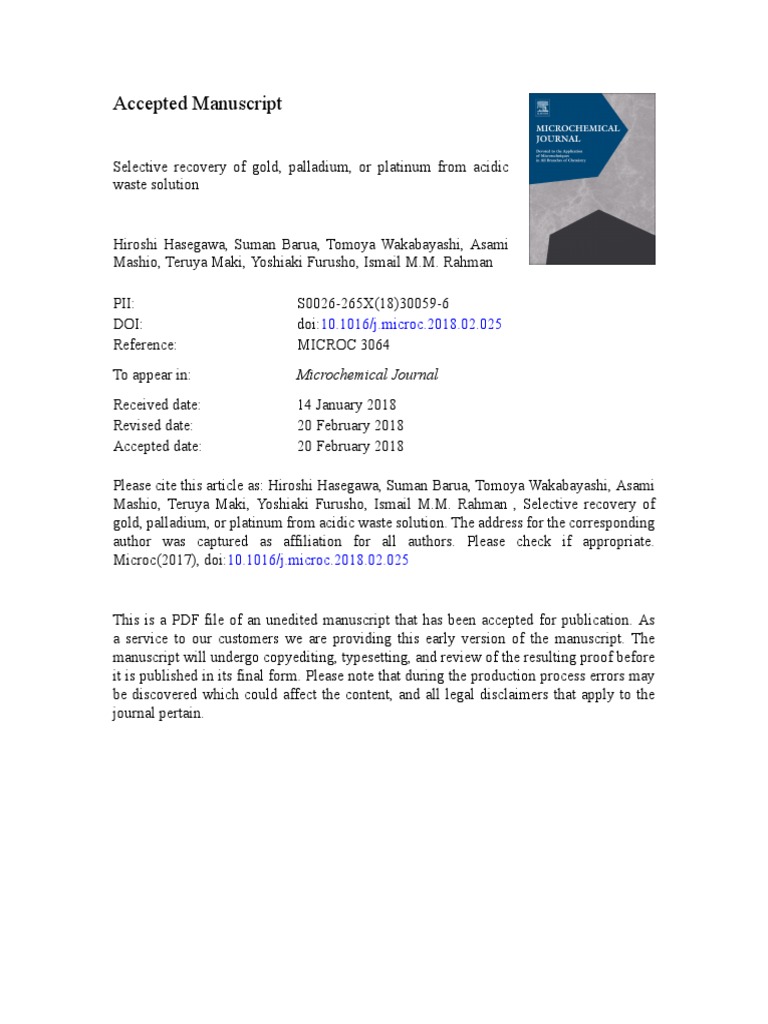 Gold PGM - Selective Recovery From E Waste | PDF | Elution | Palladium