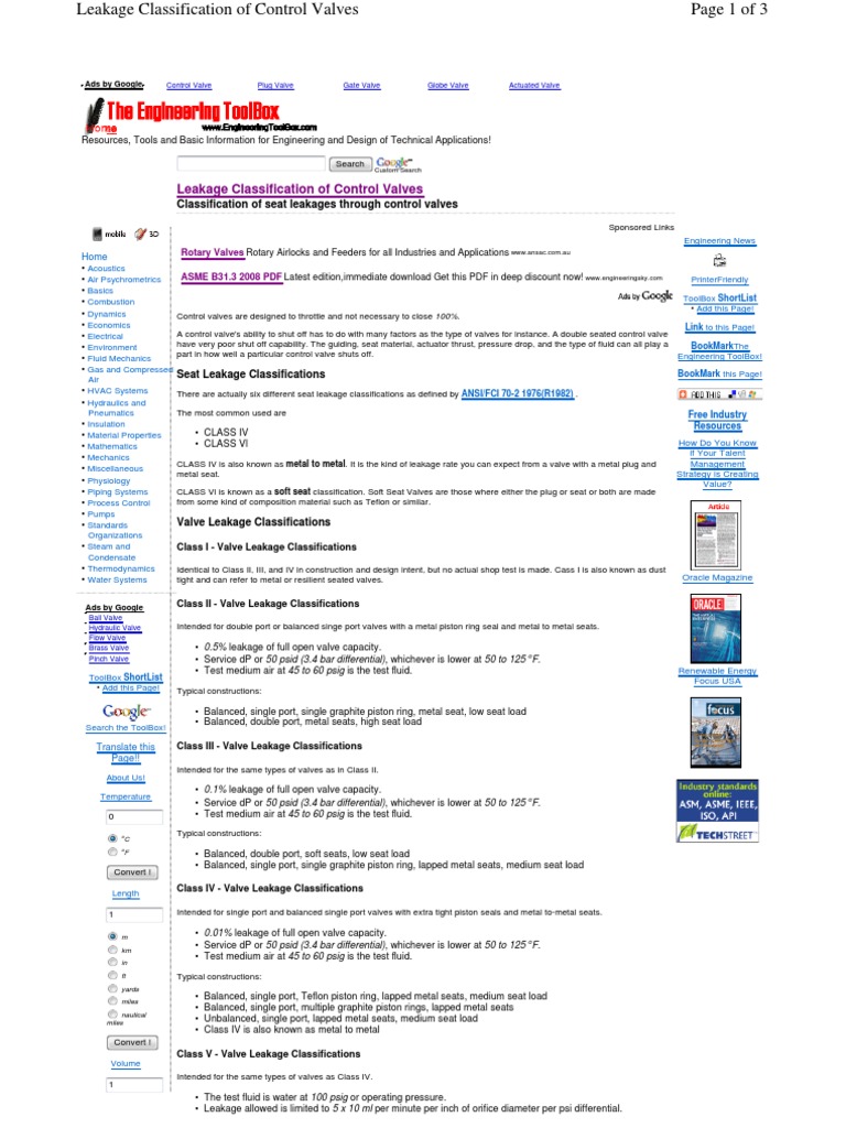 Control Valves Leakage Classifications vrogue.co