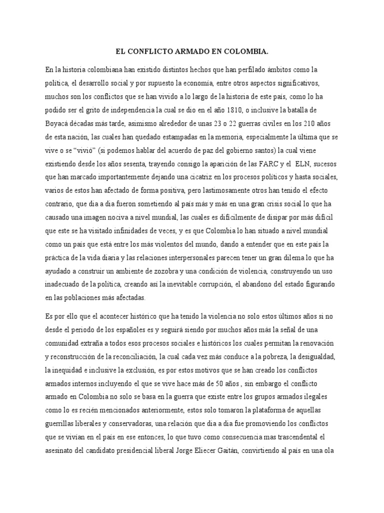 El Conflicto Armado en Colombia | PDF | Colombia | Guerra de guerrillas