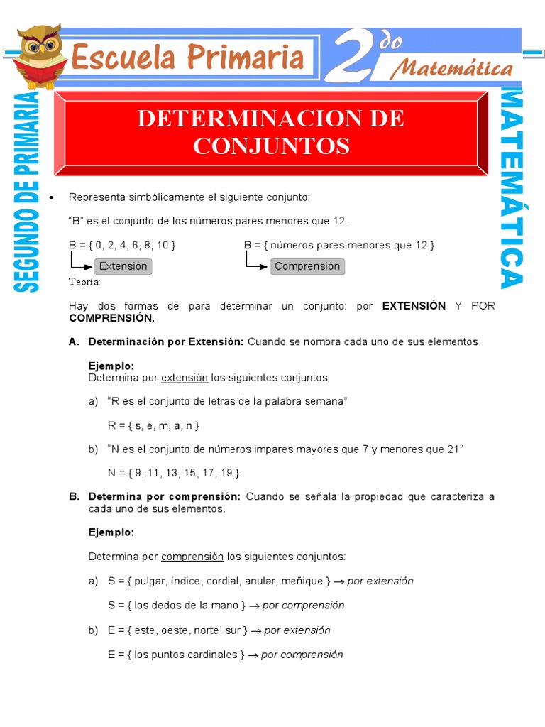 Determinacion de Conjuntos para Segundo de Primaria | PDF | Enseñanza ...