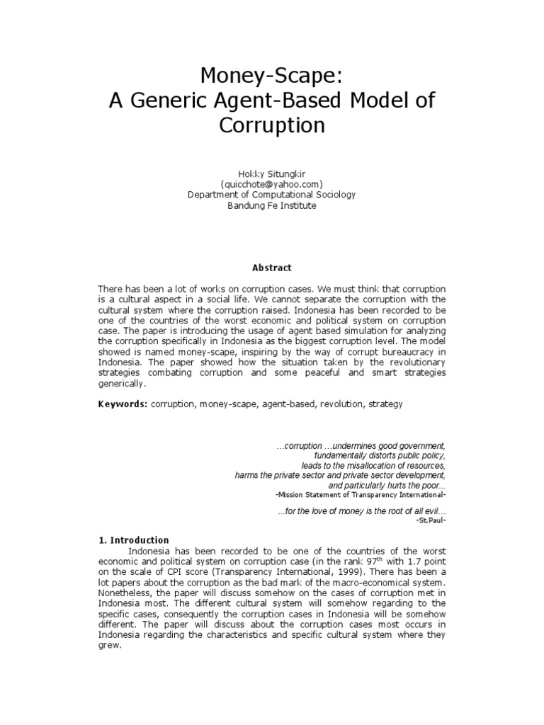 Agent-Based Model of Corruption in Indonesia | PDF | Agent Based Model ...