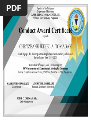 Conduct Award Certificates Template 2020