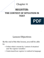 Chapter 4 Register - context of situation