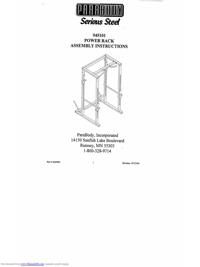 Serious Steel: 945101 Power Rack Assembly Instructions | Download Free ...