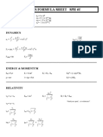 Physics Formula Sheet SPH 4U: Dynamics