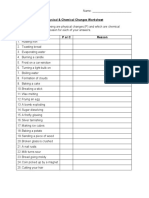 Physical & Chemical Changes Worksheet