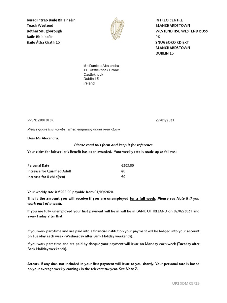Jobseeker's Benefit Details - Blanchardstown | PDF | Unemployment ...