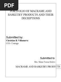 Portfolio of Macrame and Basketry Products and Their Decriptions