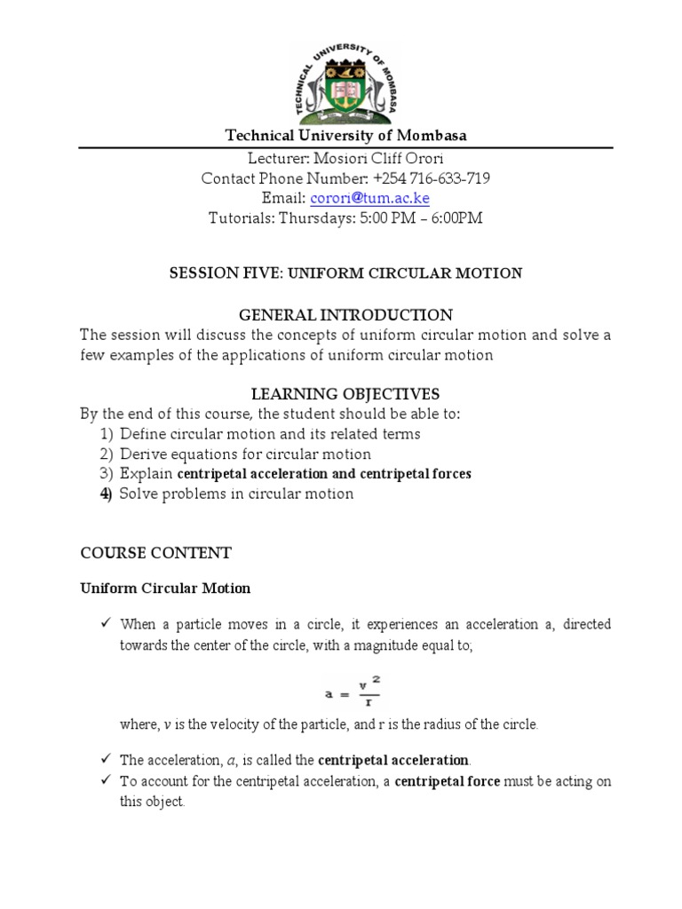 Uniform Circular Motion | PDF | Acceleration | Force