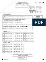 2010 Chemistry Stage 3 Sample Multiple Choice Sheet