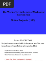 The Work of Art in The Age of Mechanical Reproduction Walter Benjamin (1936)