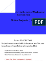 The Work of Art in The Age of Mechanical Reproduction Walter Benjamin (1936)