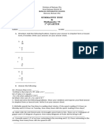 Summative Test in Mathematics VI 1 Quarter: Bancasi Integrated School