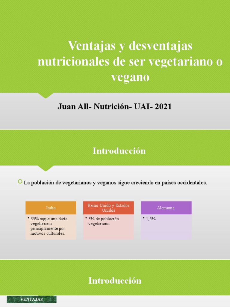 Ventajas y Desventajas Nutricionales de Ser Vegetariano Vegano | PDF