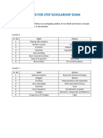 Syllabus For Step Scholarship Exam: Class 6