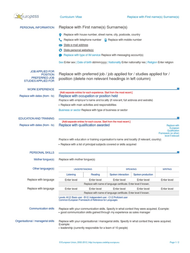  Appendix 2 - Europass CV en | PDF | Human Nature | Communication