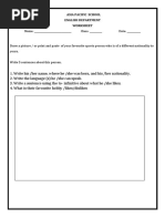 Asia Pacific School English Department Worksheet