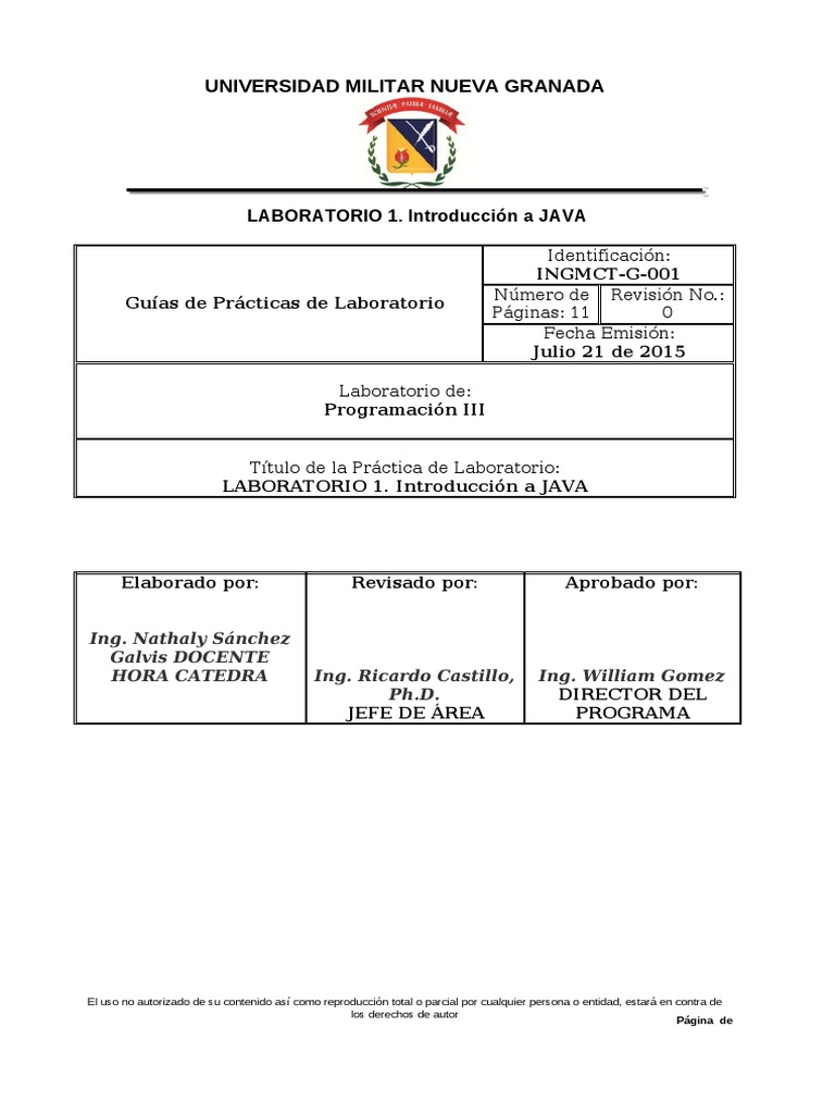 Introducción a Java: Laboratorio 1 | PDF | Entorno de desarrollo ...