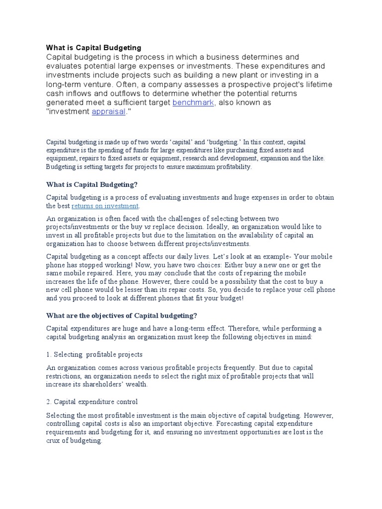 Understanding Capital Budgeting Process | PDF | Internal Rate Of Return ...