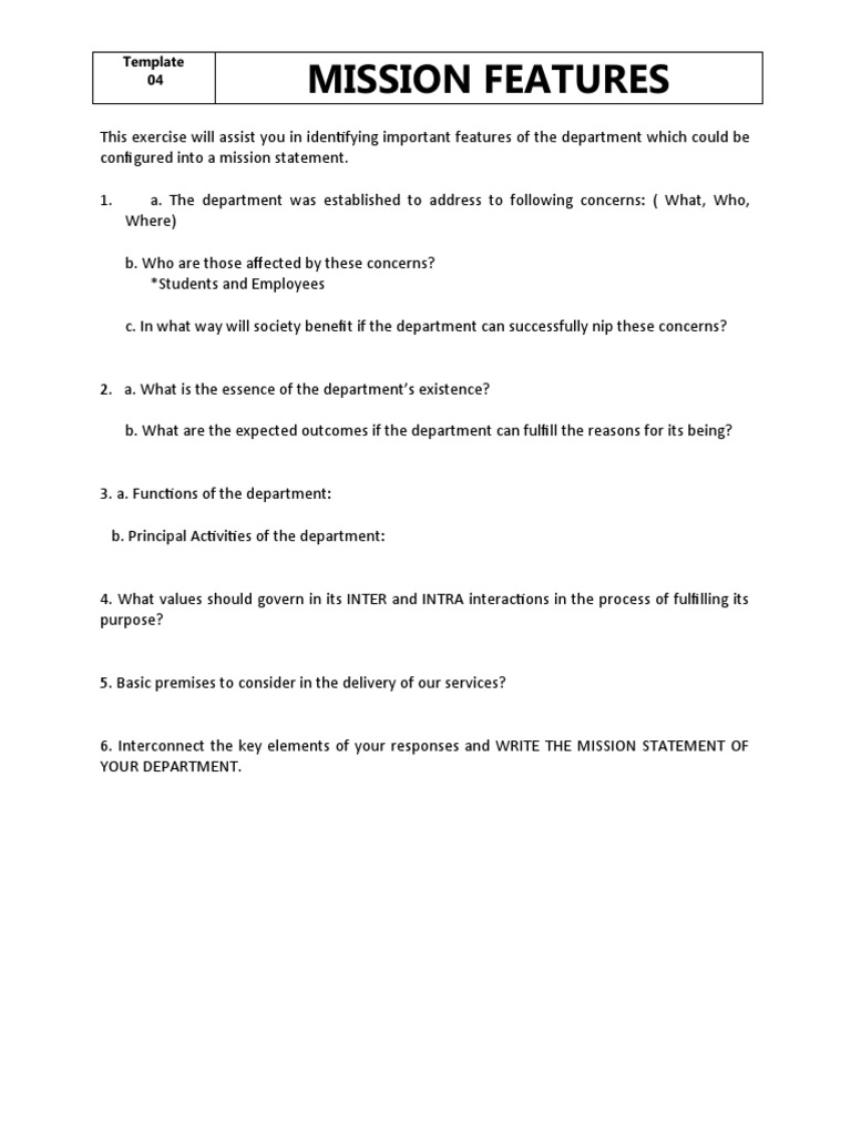 Mission Features: Template 04 | PDF