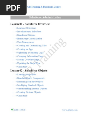 Salesforce Admin Course Content