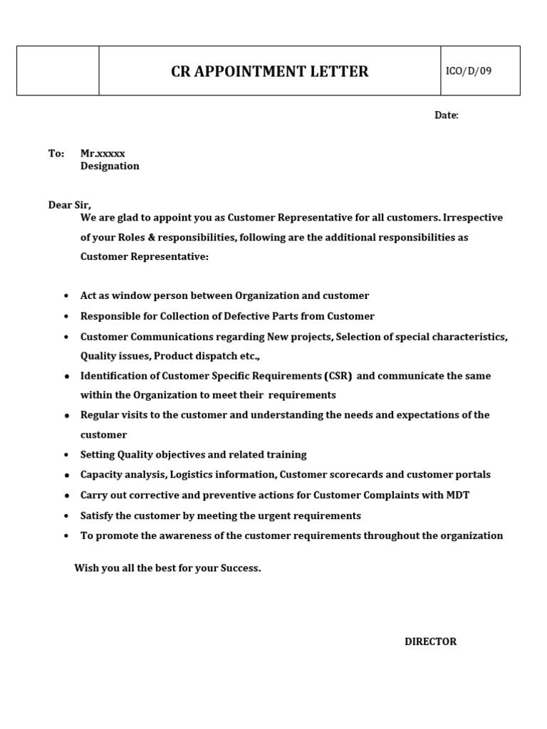 CR Appointment Letter | PDF