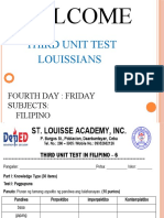 Third Unit Test Louissians: Fourth Day: Friday Subjects: Filipino