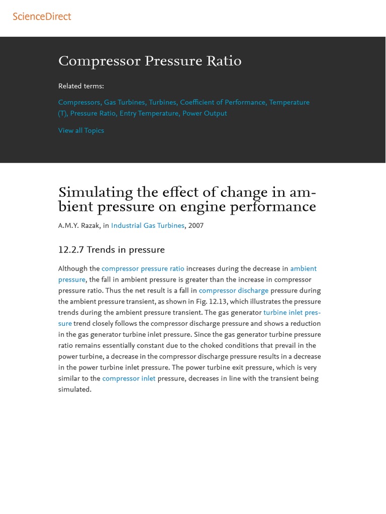 Compressor Pressure Ratio Simulating The Effect of Change in AmBient