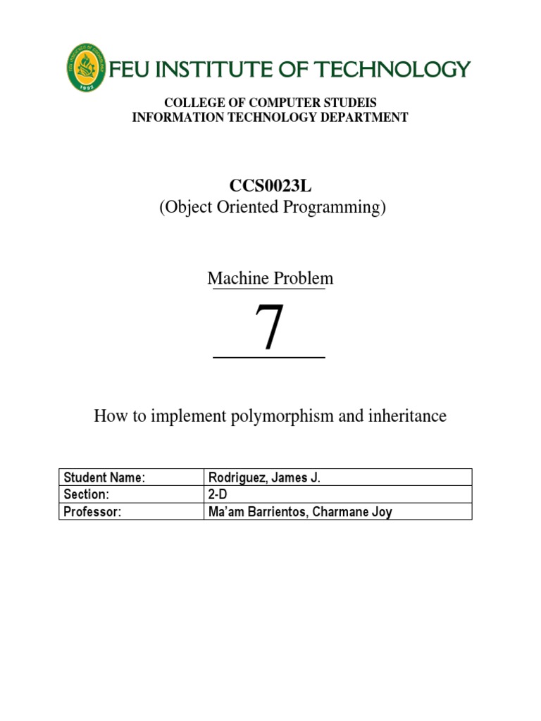 (Object Oriented Programming) : CCS0023L | PDF