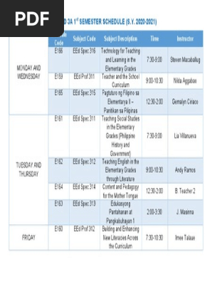 CLASS SCHEDULE