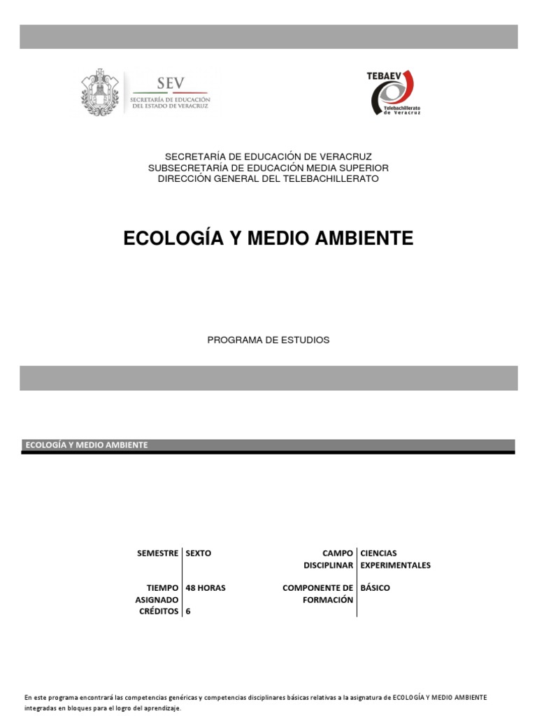 Ecologia y Medio Ambiente 1 | PDF | Entorno natural | Plan de estudios