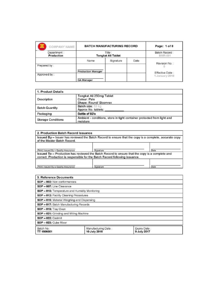 Batch Record | PDF
