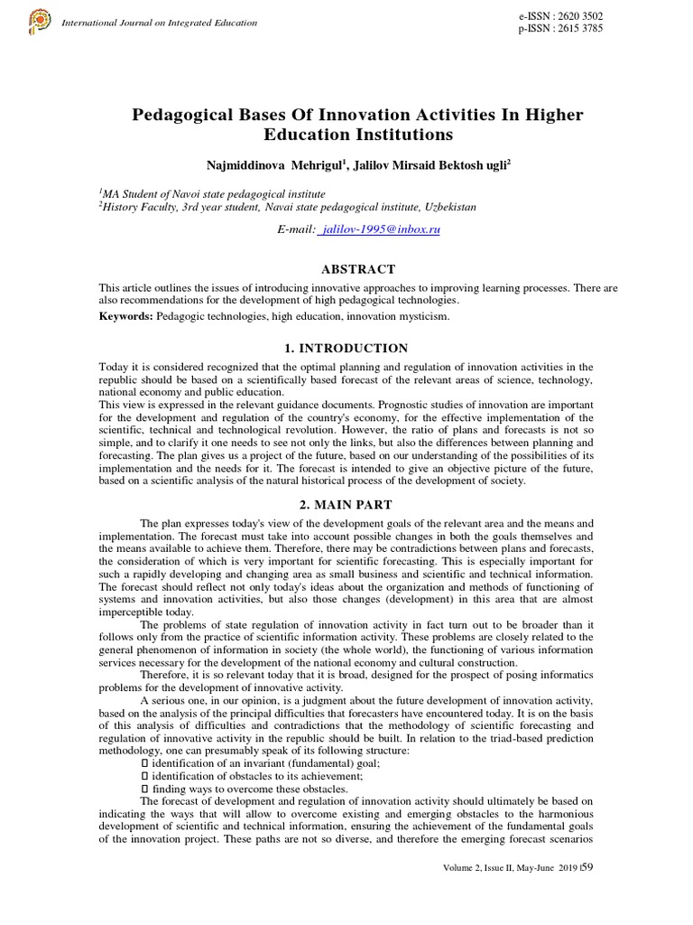 Innovation in Higher Education Pedagogy | PDF | Innovation | Forecasting