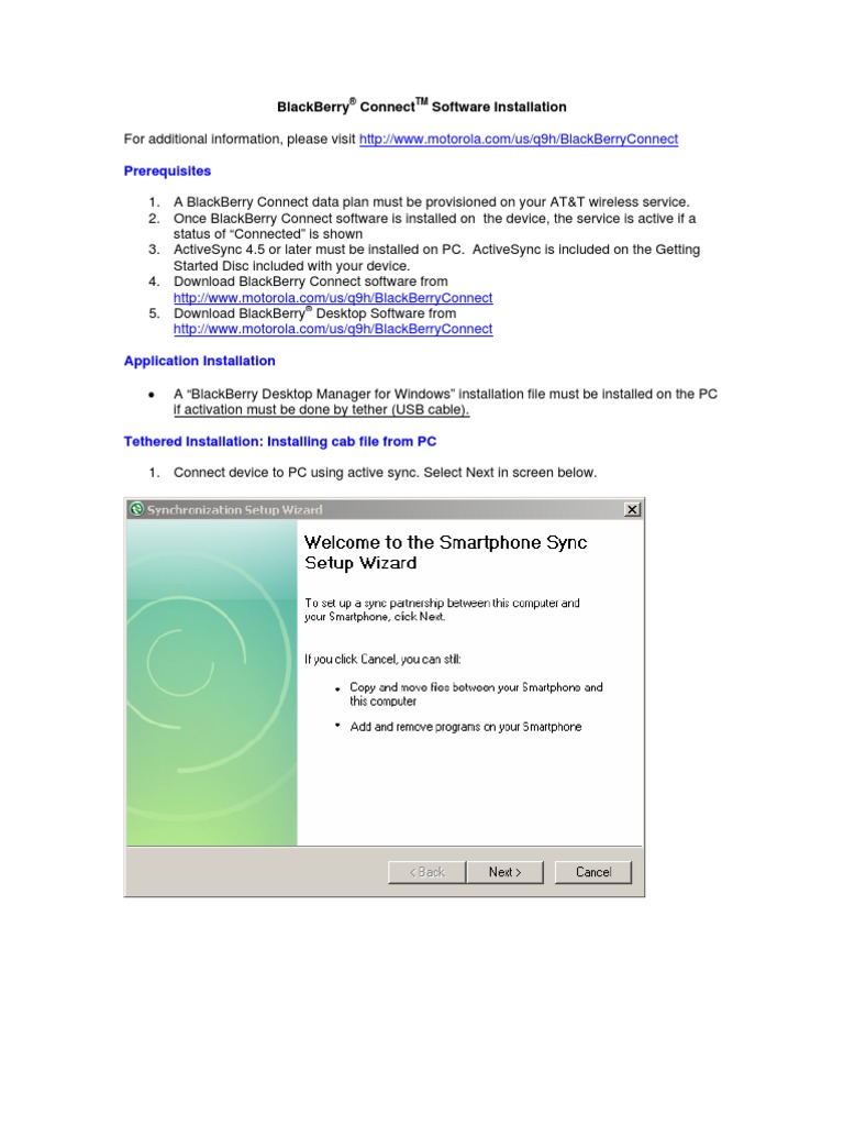 Prerequisites: Blackberry Connect Software Installation | PDF | Black ...