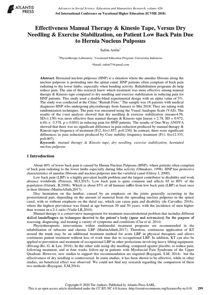 Effectiveness Manual Therapy & Kinesio Tape, Versus Dry Needling & Exercise Stabilization, On